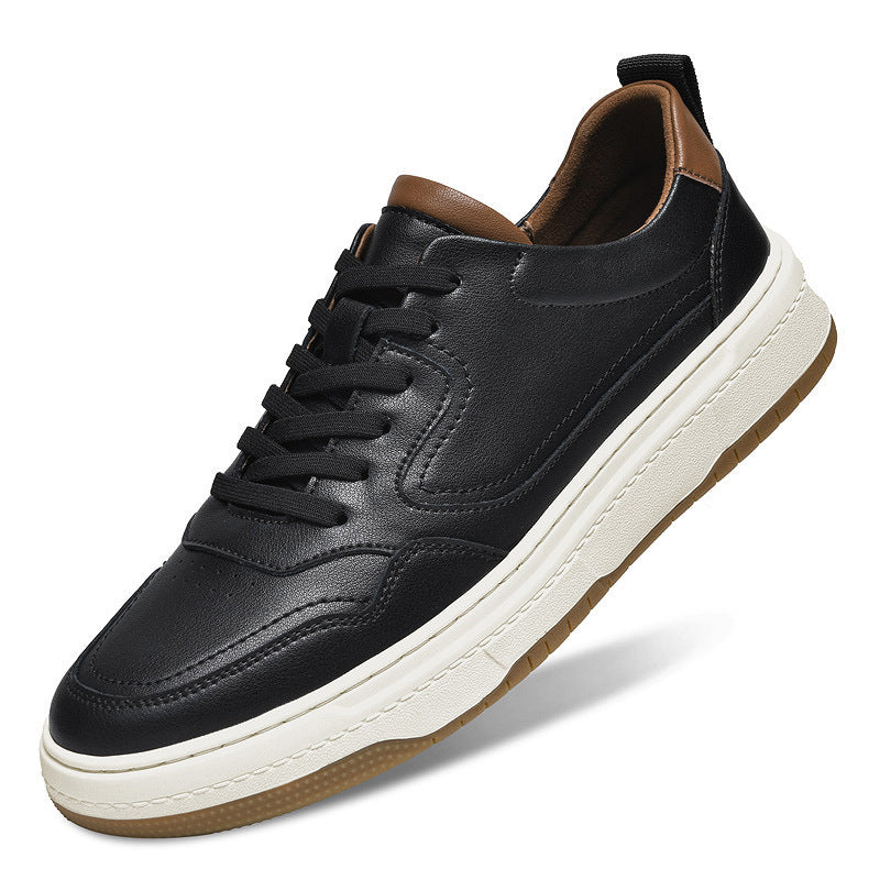 White Men's Two-layer Cowhide Autumn Men's Sneaker Korean Fashion Casual Shoes